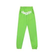 Sp5der Hip-Hop Artist Letter 3D Print Fleece Hoodie & Pants Set For Men & Women - 15 Trái cây xanh K - Xem 1