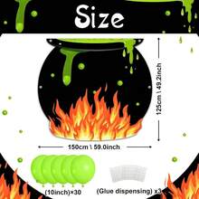 Halloween Trunk Or Treat Car Decorations: Large Witches Cauldron Green Balloons Outdoor Cauldron Halloween Decorations SUV Garage Haunted House Party Supplies - 綠色,黑色 - 查看 4