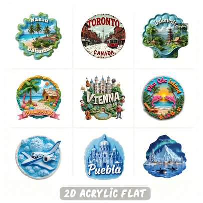 1 pieza Imán de Austria Viena - Imán de nevera plano 2D de acrílico y goma blanda, Castillo gótico, Ópera Nacional y Catedral de San Esteban - Regalo de recuerdo de viaje romántico para entusiastas de la historia, parejas, Navidad, San Valentín y aniversario, plano 2D