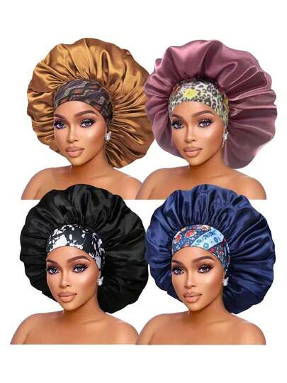 1/2/3/4/5/6/8 piezas Diseño de ala ancha de gran tamaño con banda elástica ajustable y correa floral para cabello rizado y liso