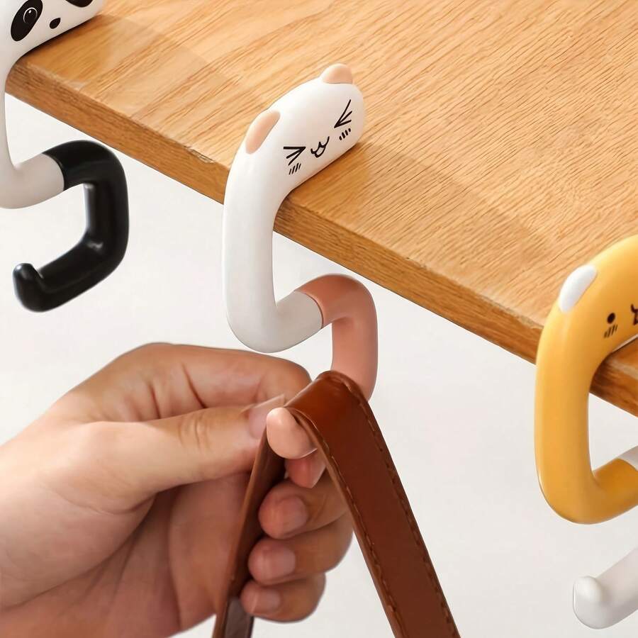 1 Pink Handbag Hook, Cute Cat Handbag Hook - Foldable Plastic Hook, Suitable For Wallets, Jackets, Desks, School Accessories, Interesting Design, Can Be Used To Hang Decorative Desk Bags, Wall Hanging - Hồng - Xem 1