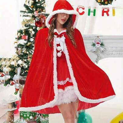 Capa para fiesta de Navidad, capa roja sexy para adultos, prenda de capa premium de estilo europeo y americano, para invierno
