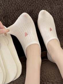 5 Pairs Women's Solid Color Rib Ankle Liner Short Invisible Socks, Thin Non-Slip Hidden Boat Socks For All Seasons - Multicolor - View 10
