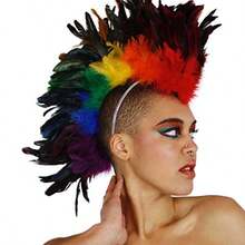 ZUCKER Feather Headdress Costume Mohawk - Fun And Festive Hair Accessory For Halloween Cosplay Parties Valentine's Day Celebrations Pride Events And More - Unique Stylish Headwear For Costume Enthusiasts Seeking Bold Expressions Of Individuality And Creative Fashion - 如圖 - 查看 2