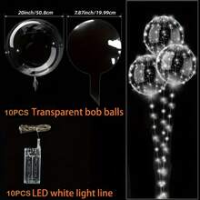 10 Pack LED Glowing Floating Ball Balloons With Warm White & Multicolor, Self-Lit Party Decorations For Weddings, Birthdays, Valentine's Day, Christmas, New Year's Eve - - (Batteries Not Included) - Indoor/ Use, Easy Setup, Magical Floating For Home & Events, Includes LED Strips & Floating Orbs, Perfect For Banquets & Family Celebrations, Balloons For Birthday Party, Birthday Party Decorations, Halloween Balloons, Balloon Letter Box, Happy Birthday Balloons, - 白色 - 查看 8