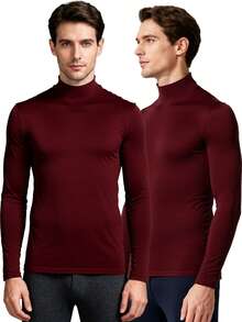 4件装男士保暖高领内衣 - 柔软舒适，中等弹力，秋冬季保暖 | 适合日常穿着、肌肉训练、健身、跑步、骑行和滑雪。男士保暖长袖运动服，高领保暖衫。 - 彩色 - 查看 4