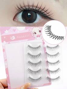 MAGEFY 5/10/12 paia di ciglia naturali, sensibili all'aria, ciglia corte, ciglia finte dall'aspetto naturale, 48 pezzi di ciglia inferiori opzionali, ciglia sfilacciate, ciglia finte da 11 mm, ciglia piccole, radici trasparenti, ciglia dall'energia spirituale, sincronizzate per l'acquisto e l'uso