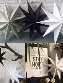 3 pièces/set Décorations d'étoiles en papier suspendues à 9 pointes pour Noël, fête de Noël, lanternes en papier 3D étoiles de 12 pouces pour décoration de Noël intérieure, maison, plafond, vitrine de magasin, décorations de fête et de vacances - Multicolore - Voir 10