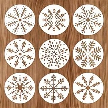 Set de 8 plantillas navideñas reutilizables - Plantillas de plástico con diseños de copos de nieve, bastón de caramelo, estrella y árbol de Navidad, Papá Noel, muñeco de nieve, adecuado para manualidades DIY, decoración del hogar, camisetas, artesanía, pintura en lienzo y muebles