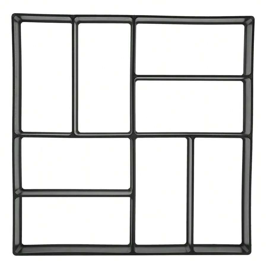 Molde de piedra para caminata reutilizable de 15.75 x 15.75 x 1.57 pulgadas, tamaño grande, para pavimentación de piedra, césped, patio, jardín, bricolaje para caminos (8 rejillas) - Negro - Ver 1