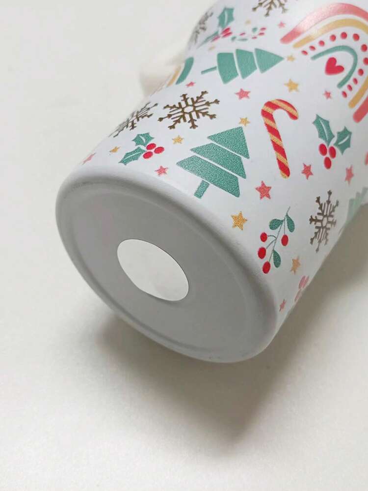 1 件装不锈钢圣诞树图案保温杯带手柄、马克杯、真空瓶带吸管 - 彩色 - 查看 3