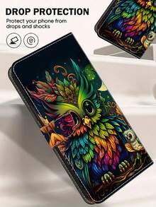 GLANDOTU Custodia personalizzata per telefono cellulare, in pelle PU con motivo a gufo e floreale, protettiva e antiurto, multifunzionale con supporto e slot per schede, design a portafoglio, compatibile con più modelli