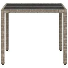 Garden Table With Glass Top Light Grey 90x90x75 Cm Poly Rattan - Grey - View 6