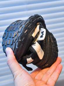 Kids' Fashionable Casual Sports Shoes, Student Running Shoes, Campus Sports Chunky Sneakers, Suitable For All Seasons, Color Blocking Woven Sports Shoes