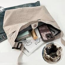 Bolsa de hombro con cordón Bolsa Crossbody de moda simple Bolsa de nylon versátil Bolsa de viaje de gran capacidad para mujer - caqui - Ver 3