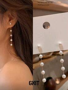 GNIT 优雅的珍珠流苏耳环，时尚的长款耳环适合女士——可爱又时尚，是日常佩戴、圣诞派对、情人节和母亲节礼物的理想选择。 - 原子 - 查看 14