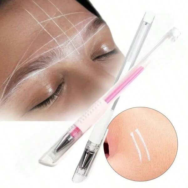 2 piezas/4 piezas Marcador de microblading de cejas blanco, marcador de piel, herramientas de posicionamiento y marcado para maquillaje permanente de cejas