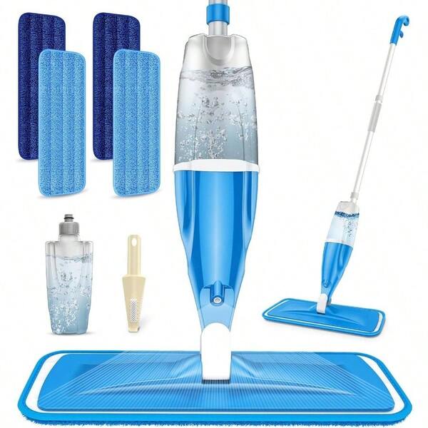 Microfibre Spray Wet Mops With 4X Washable Reusable Pads - Dust Dry Mop Hard Floors Wood Floor Flat Mop With Spray Tile Vinyl Laminate Wood Ceramic Hardwood Floors Cleaning