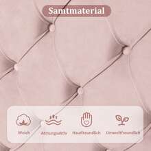 Upholstered Bed 140*200 With Slatted Base And Headboard, Upholstered Bed With Height-Adjustable Headboard, For Adults And Teenagers, Wooden Slats, Easy Assembly, Velvet, Pink - Pink - View 4