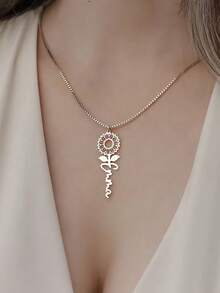 1 Custom Name Necklace, Elegant Custom Name Necklace, Simple Stainless Steel Jewelry, Perfect Women's Gift, Fashionable Name Pendant, Suitable For Wedding Bridesmaid Gifts, Birthdays, Anniversaries, Christmas, Halloween Gifts - Multicolor - View 5