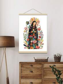 1pc Our Lady Of Guadalupe | Digital Art Of Our Holy Bible | Wildflower Folk Art | Wall Art Of Our Lady Of Guadalupe | Modern Christian Home Decoration | Frameless - Multicolor - View 10