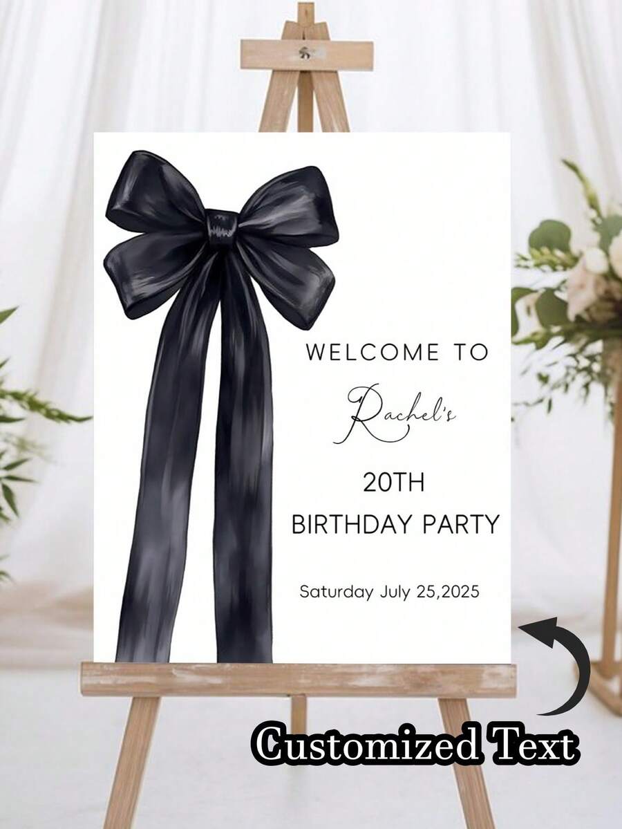 Customized Birthday Welcome Sign, Personalized Text Welcome Sign (Party Favor), DIY Birthday Sign (Garden Home Decor), Customized Bow Tie Wedding Anniversary Party Sign (Entrance Door Sign),Home Decor Living Room, Quinceanera Decor - Multicolor - View 1