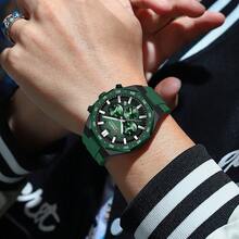 CURREN Men's Fashion Quartz Chronograph Wristwatch, Waterproof Silicone Strap, With Luminous & Auto Date Display - Multicolor - View 10