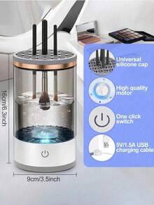 Makeup Brush Cleaner, Upgrade New Two In One Electric Makeup Brush Cleaner And Dryer, With USB, Waterproof, Including Storage Rack, Electric Makeup Brush Cleaner, Automatic Rotary Deep Cleaning With Brush Cleaning Pad, Suitable For Beauty Makeup Brush Set, Eye Shadow, Blush Brush, Suitable For All Sizes And Styles Of Makeup Brushes - 彩色 - 查看 11