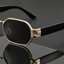 Botas Retro Y2K Fashion Glasses For Men And Women - Black Rectangular Frame, Gold Decoration, Fashionable PC Lenses, Suitable For Holidays, Back To School, And Casual Wear, Daily Glasses, Fashion Glasses, Durable Glasses, Fashion Glasses, Fashion Buyers, Back To School, Retro Aesthetics, High-Quality Lenses, Fashion Glasses, Fashion Enthusiasts - C1 - View 6