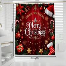 1 pieza/4 piezas Juego de decoración de baño multifuncional con corona de flores navideña roja, incluye 12 ganchos gratis, con ambiente elegante navideño, decoración de invierno, alfombra de baño, alfombra de inodoro en forma de U y alfombra de inodoro redonda, adecuado para todos los escenarios de decoración navideña