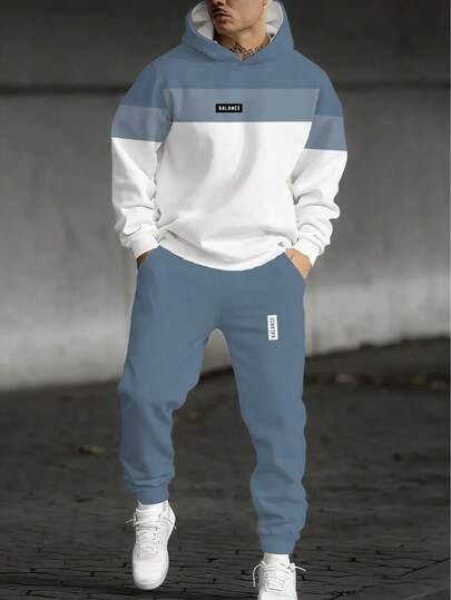 Men's Hoodie And Sweatpants Set, Casual Fashion Sportswear, Comfortable Hooded Two Pieces Outfit, Fall Clothes