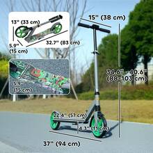 QABA Scooter For Kids Ages 6-12, Kick Scooter With Adjustable Height, 200mm Big Wheel, Foldable Stunt Scooter For Boys And Girls, Green - Green - View 3