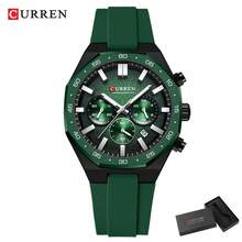 CURREN Men's Fashion Quartz Chronograph Wristwatch, Waterproof Silicone Strap, With Luminous & Auto Date Display - Multicolor - View 19