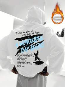 Áo hoodie nỉ nam Zrgoth in khẩu hiệu và hình đồ họa, phong cách đường phố cho mùa thu/đông. - trắng - Xem 3