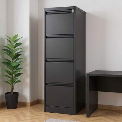 4 Drawer File Cabinet With Lock Garage Vertical File Cabinets For Home Office Living Room, Metal Drawers Steel Lockable Drawer File Storage Organizer Letter Size/A4/Legal File  3 Drawer File Cabinet With Lock,Heavy Duty Vertical Filing Cabinets For Home Office, Metal Steel Storage Cabinet For Letter/Legal Size File, Assembly Required