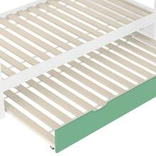 Letto a Castello, Letto a Soppalco con Letto Estraibile e Scivolo, Per Camera dei Bambini, Design Compatto, 90X200 cm, Bianco+Verde - Bianco+Verde - Visualizzare 3