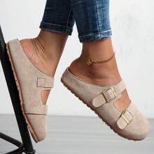Simple And Comfortable Outer Wear With A Baotou, Fashionable And Versatile, Casual With A Skirt, Niche Retro Classic Half Slippers - Màu Khaki - Xem 3