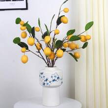 3 Pieces, Artificial Lemon Fruit Branches, Artificial Plant Artificial Flower Lemon Branches, Fresh And Simple Style, Suitable For Home Indoor And Outdoor Decoration, Outdoor Decoration, Festival Decoration, Bedroom And Living Room Decoration, Kitchen And Bathroom Decoration, Table Decoration, Entrance Hall And Study Decoration, Office Decoration, Hotel And Restaurant Decoration Artificial Plants