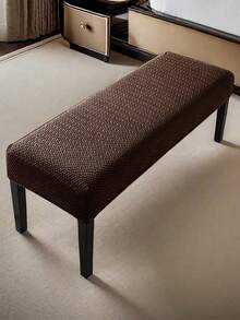 1件/2件套深灰色抽象网格长凳套，提花弹力面料，现代简约，加厚加长，耐磨防刮，家用及办公长凳/钢琴凳套 - 咖啡棕 - 查看 1