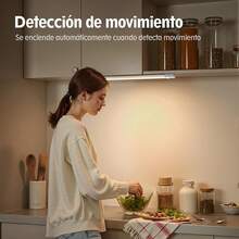 Tira de Luz LED con Sensor de Movimiento, 3 Modos, 3 Temperaturas de Color, Brillo Ajustable, Luz LED Recargable Portátil, Gabinete, Cocina, Armario, Escalera y Alacena (4 Piezas) Luz LED - Blanco - Ver 10