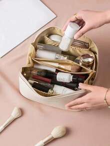 1pc Multi-Function Women'S Cosmetics Bag, Travel Portable Storage Bag, Large Capacity Cosmetics Bag, Suitable For Lipstick, Eyebrow Pencil, Water Emulsion, Perfume, Cosmetics Tools, Electronic Products Storage Makeup Bag Make Up Bag Makeup Pouch Cosmetic Bag Toiletry Bag Wash Bag Travel Essential Cruise Essentials Vacation Essentials For Men Women