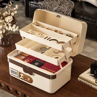 【双锁防盗】密码锁收纳盒，居家贵重物品收纳，私人文件保护，车载便携手持，多层可堆叠设计，收纳，防盗防翻盖，轻巧易携带，多层堆叠，个人物品收纳，防潮防偷窥设计，密码锁，防盗，防潮，防偷窥，手持式，居家，车载，宿舍，办公室使用