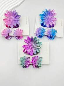 3 piezas/9 piezas/18 piezas Pinza de pelo con estampado floral casual 2025 nueva con baño electrolítico de margarita, dulce para playa, viaje, fiesta, vacaciones, regreso a la escuela, accesorios de moda elegantes para el invierno