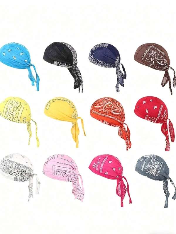 Men Outdoor Cycling Cap Pirate Cap Printed Bandana Hip Hop Turban Hat