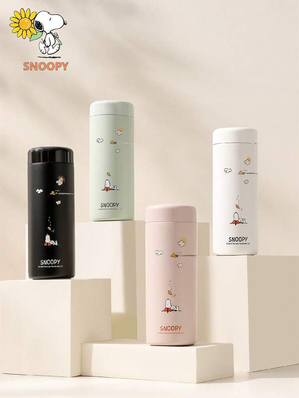 SNOOPY 1 pieza Taza de 350ML Snoopy, Botella de agua compacta y aislada linda, Taza portátil de bolsillo, Taza minimalista de acero inoxidable de alta calidad unisex