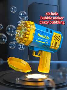 40 Holes Colorful Lights Automatic Bubble Machine Blaster Perfect For Summer Outdoor Lawn Parties Playset Romantic Weddings 4th Of July Christmas Boy Girl Halloween Birthday Gifts For Kids Favor Wubble Activity Toddler Outdoor Water Games Bubbles Toys - 顏色隨機 - 查看 5