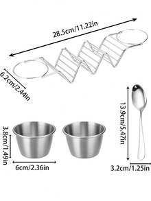 1 pieza Soporte de acero inoxidable para tacos, tazas para salsa, bandeja para servir tortillas, set de 2 soportes para tacos, soporte de acero inoxidable para tortillas, soporte multicompartimento para tacos, soporte para panqueques mexicanos, pinza para enrollados de maíz, soporte para sándwiches y almacenamiento de escritorio. - Multicolor - Ver 10