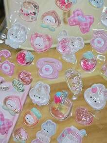 3D Cute Holographic Embossed Style Stickers 3D Cartoon 3D Stickers Valentine's Day Party Series, Student Rewards, Holiday Gifts, Cute DIY Phone Case, Notebook, Shaking Stickers 3D Embossed, 3D Glitter Stickers - 3D Cartoon Reward Stickers - Decorations For Phone Cases, Backpacks, Cups, Scrapbook Supplies