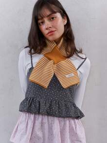 1pc Striped Casual Wool Blend Criss-Cross Neck Warmer Scarf, Decorative For Spring, Autumn & Winter