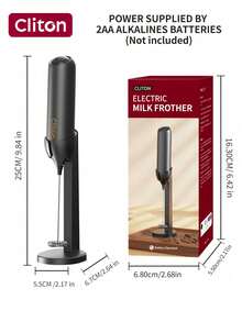 CLITON 梦幻礼物！电池式奶泡器——制作咖啡、拿铁和热巧克力的完美之选。三种款式（单头/经典款/不锈钢款）和六种颜色可选。圣诞节、情人节、复活节、乔迁之喜等各种场合的理想礼物！ - 彩色 - 查看 24